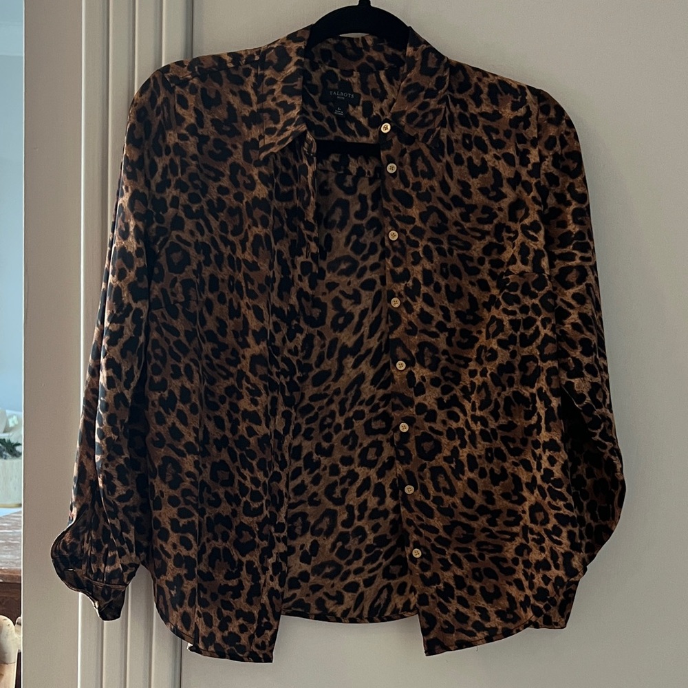 Talbots Brown and Black Animal Print Blouse